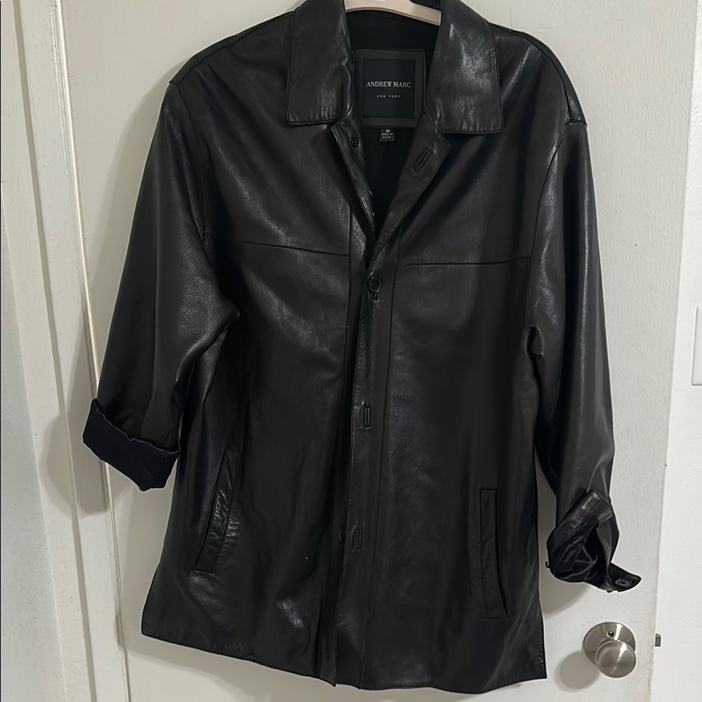 Andrew Marc Women’s Black Leather Shacket
